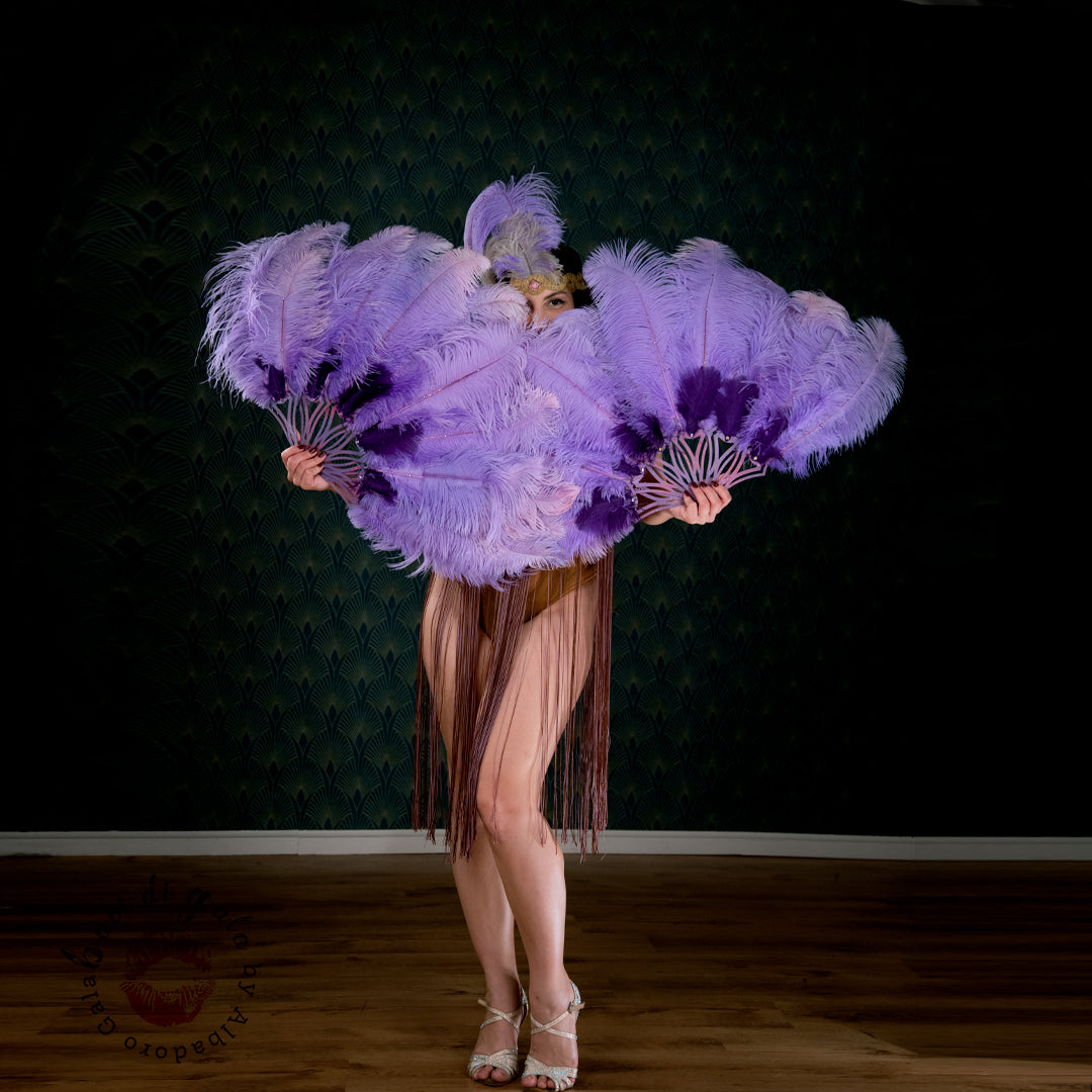 Ventagli Burlesque Decò  MEDIUM – Coppia Ventagli Professionali in Piume - Colore a scelta